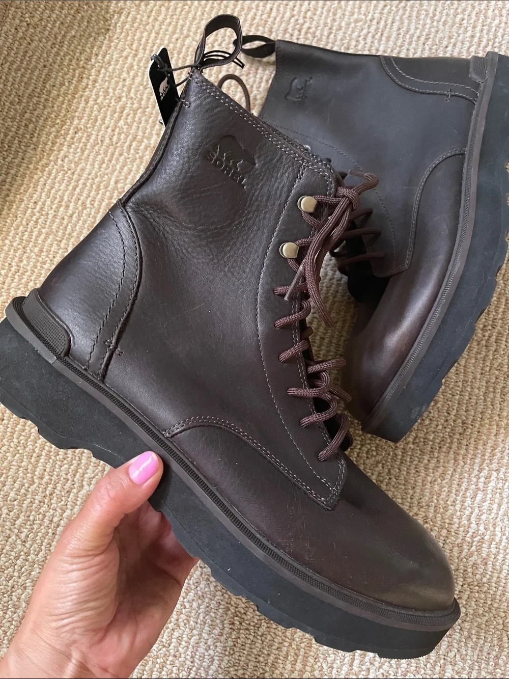 Sorel Men's Dark Brown Leather Lace-Up Ankle Boots